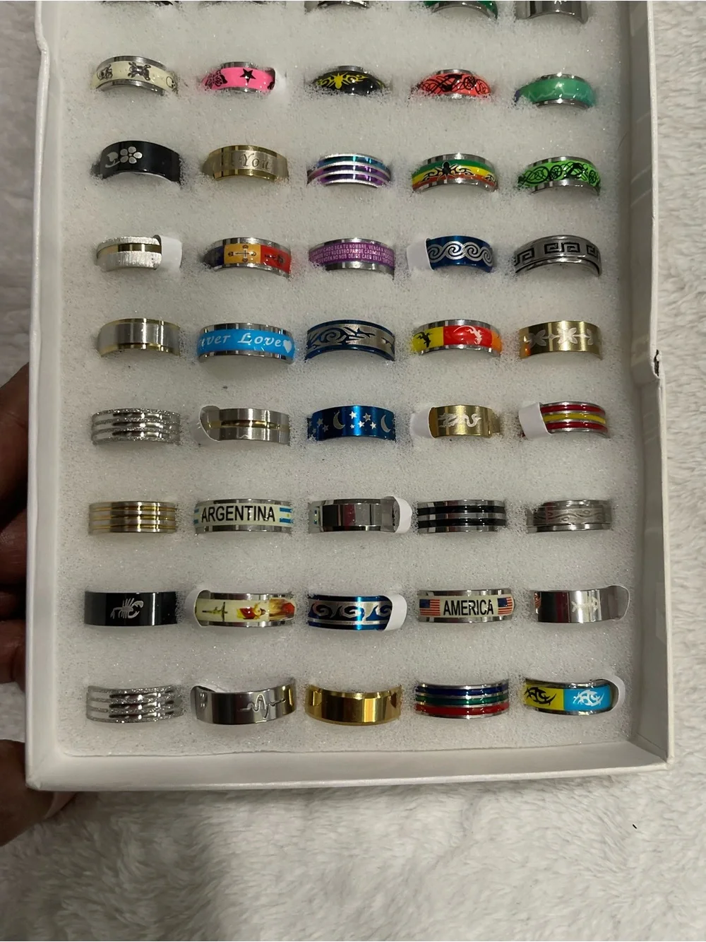 Choice of 1 Multicolor Stainless Steel Decorative Band Rings-Unbranded